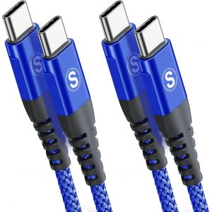 ERYI-Lot De 2 Câbles Usb C Vers Usb C 1M60 W 20 V/3,1 A Câble Usb Type C Pd Câble De Charge Rapide Avec Nylon Tressé Pour Macbook Pro, Ipad Pro, Macbook Air, Chromebook Pixel, Galaxy S20/S10, Huawei - Neuf