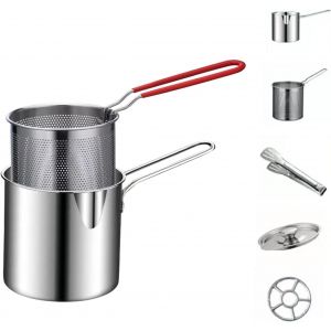 Lot De 2 Friteuse À Huile Avec Panier À Friture,Poêle À Frites En Acier Inoxydable,Mini Friteuses,Frites Tempura,Panier De Fabrication De Pâtes,Pot De Nourriture,Poisson - Neuf