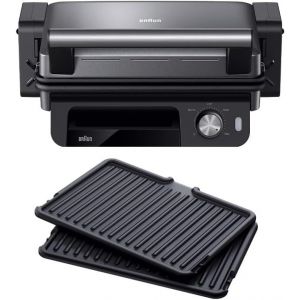 Jexnovashop-Multigrill 5 Cg 5033, Plaque Electrique &Agrave; Controle Electronique Avec Plateau Collecteur De Graisse Amovible, 3 Positions De Cuisson, Plaques Amovibles Et Lavables Au Lave-Vaisselle, 2000w - Neuf