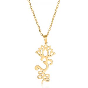 Kal-Collier Om En Forme De Fleur De Lotus Pour Femmes Et Filles - Pendentif En Forme De Lotus - Symbole Om Aum Ohm - Collier De Yoga Avec Breloque En Forme De Fleur De Lotus - Bijou Spirituel En - Neuf