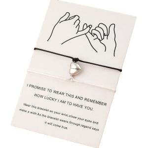 Kal-1paire Couple Bracelet Connect&eacute; Magn&eacute;tique Bracelet Couple Amoureux Pour 2 Tress&eacute; R&eacute;glable Bracelets Femme Homme Cadeau Couple - Neuf