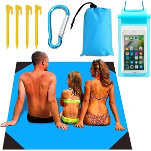 loc-8 Pcs Tapis De Plage Couverture Pique Nique 110X140Cm,Portable Imperméable Couverture De Plage Anti-Sable,Natte De Plage,Couverture De Poche Pour Plage,Camping,Picnic,Voyage - Neuf