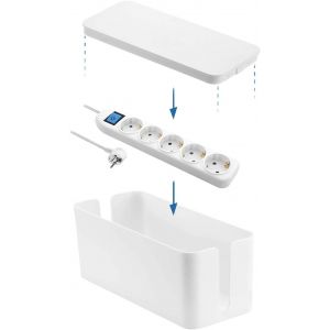 300170 Bo&icirc;te De Rangement De C&acirc;bles/C&acirc;bles Avec Multiprise 5 Prises Avec Interrupteur, C&acirc;ble 1,5 M/Multiprise/Prise De Table - Blanc[DYB983044] - Neuf