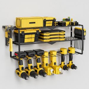 &Eacute;tag&egrave;re &agrave; outils &agrave; 3 niveaux pour 7 outils &eacute;lectriques, support mural pour perceuse &agrave; percussion, visseuse sans fil et outils, &eacute;tag&egrave;re &agrave; outils avec support de tournevis - Neuf