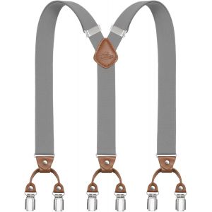 Cauc-Bretelles Pour Hommes Avec 6 Pinces M&eacute;talliques En Y Ajustables Bretelles Pour Pantalons Bretelles &Eacute;lastiques Robustes Pour Hommes - Neuf