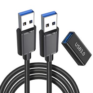 JGD-C&acirc;ble USB 3.0 1 m, 5 Gbps A m&acirc;le vers fiche A, c&acirc;ble de connexion avec 1 adaptateur d'extension USB, compatible avec HDD, imprimante, bo&icirc;tier de disque dur, appareils photo, DVD, ordinateur - Neuf