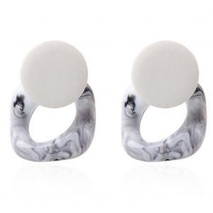 Boucles D'oreilles Pendantes En Bois Geometriques Rondes En Ecaille De Tortue Pour Femmes, Hypoallergeniques, Blanches - Neuf