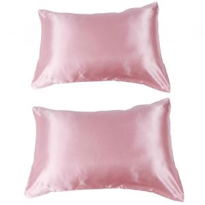 75 X 150d Ensemble De Taie D'oreiller En Satin,Taies D'oreiller Douces Pour La Literie,Enveloppe Scellée,Couleur Rose - Neuf