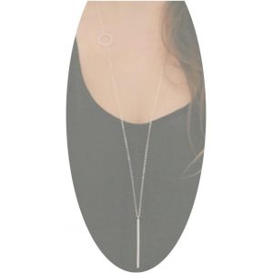 Kal-Barre Verticale Cercle Collier Cha&icirc;ne Bague En Argent Pendentif Collier Cha&icirc;ne Cha&icirc;ne Longue Collier G&eacute;om&eacute;trique Minimaliste Bijoux Pour Femmes Et Filles - Neuf