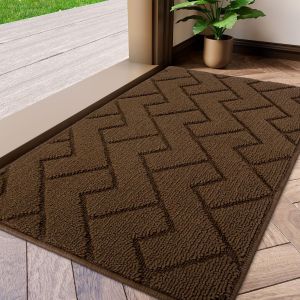 Tianyi-Tapis De Porte Paillasson D'entree Interieur Et Extérieur Tapis Antidérapant Et Absorbant, Lavable, Tapis Pour Intérieur, Extérieur, Chambre, Cuisine, Entrée, Couloir (Dark Brown, 50 X 80 Cm) - Neuf
