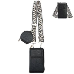 Tendance Vegan en Cuir Sac &agrave; Bandouli&egrave;re pour les Femmes avec la Cellule de Titulaire T&eacute;l&eacute;phone, porte-Monnaie, Emplacements pour Cartes, Sangle R&eacute;glable - Neuf