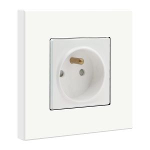 Prise Murale, 16A Single Prise De Courant Alternatif avec Panneau En Plastique, Prises &Eacute;lectriques Standard, 240V Prise Encastrable(1 Prise, Blanc) - Neuf