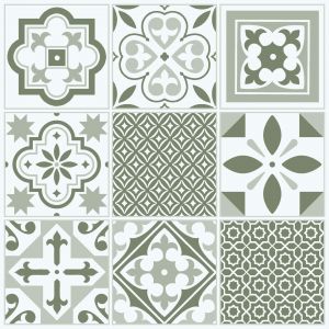 Eryi-Dalle Pvc Adhésive Sol Oriental Tuile Vert - 11 Pièces - Imperméable Autocollant - Carrelage Revêtement Carreaux Pour Salle De Bain, Cuisine & Salon 30x30 Cm - Neuf