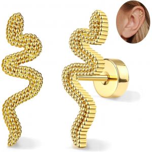 Kal-2pcs Piercing Oreille Boucles D'oreilles Femme Acier Inoxydable Piercing Helix Filetage Interne Piercing Tragus Cartilage 16g Hypoallerg&eacute;nique Piercing Conch Tragus Helix Piercing Or Argent - Neuf