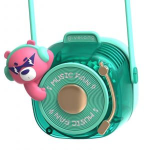 Ventilateur de cou &agrave; motif dessin anim&eacute;, ventilateur portable, ventilateur sans pales, mignon et discret pour les voyages d'&eacute;t&eacute;, avec cordon, motif ours. Silencieux. - Neuf