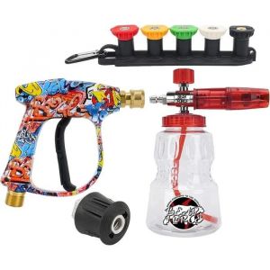 BEAR FORCE Pistolet pulverisateur pour nettoyeur haute pression M22- ID14MM et connecteur rapide 6,35 mm - Lance a mousse neige pour - Neuf