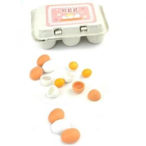 Jeu D'imitation - Immigoo - 6 Oeufs En Bois - Brun/Blanc - Enfant 3+ Ans - Neuf