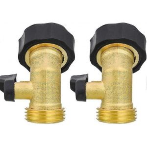 Vanne D'arrêt De Tuyau 3/4 Pouce En Laiton Robuste Jardin Coude Connecteur Adaptateur 2pcs,Fournitures D'irrigation - Neuf