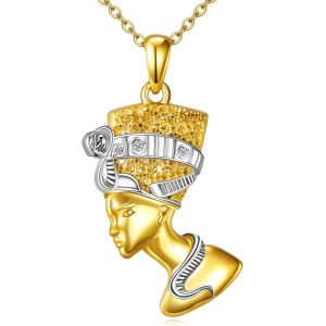 Cha&icirc;ne N&eacute;fertiti En Argent Sterling 925 - Pendentif - Amulette &Eacute;gyptienne - Cadeau Pour Femme Et Fille, Argent Sterling, Pas De Gemme - Neuf