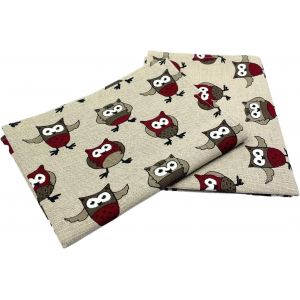 Eryi-Lot De 2 : Torchons Gourmets, Torchons De Cuisine, Lin/Coton, 50 X 70 Cm, Délavé En Pierre Semi-Lin, Torchons Jacquard Ou Imprimés (Torchons De Cuisine En Demi-Lin Imprimés Hiboux) - Neuf