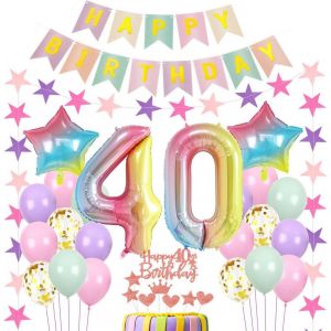 ChicSlick-Ballons Décoration 40 Ans Anniversaire Femme Rose, Décoration 40 Ans Anniversaire Femme, Déco Anniversaire 40 Ans,Décoration 40 Ans Anniversaire Femme Multicolore,Ballon 40 Ans Ann[X384] - Neuf