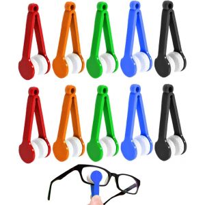 Lot de 10 mini brosses de nettoyage pour lunettes de soleil, 5 couleurs, en microfibre - Neuf
