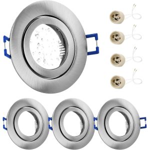 ERYI-4X Spot Led Encastrable 230V Ip44 Cadre Avec Douille Gu10, Spots De Plafond En Aluminium Nickel Brossé, Rond Plat Spots Salle De Bain Spot Cadre D'Encastrement 68Mm Pour Extérieur- Intérie - Neuf