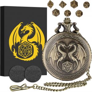 Chenquansarl-Mini Dnd Lot De Dés Avec Double Dragon Coquille De Montre De Poche, 7 Pièces Dés, Jeu De Dés D&d En Métal Polyédrique, Cadeaux Dnd Avec Boîte Cadeau, Accessoires De Jeux De Société De Rô - Neuf