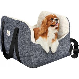 Siège D'auto Pour Petit Chien, Siège De Voiture Pour Chiens Avec Boucle De Fixation Et Laisse De Sécurité, Sac De Transport De Voiture Rembourré Pour Animal Jusqu'à 25 Livres, Brun + Beige - Neuf