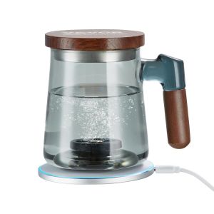 NouvelHorizonstore-G&eacute;n&eacute;rateur d'Eau Hydrog&eacute;n&eacute;e 400 mL, Carafe avec Technologie SPE, Ioniseur avec Base de Chargement sans Fil, Bouteille Riche en Hydrog&egrave;ne, Tasse de Sant&eacute; en Verre - Neuf