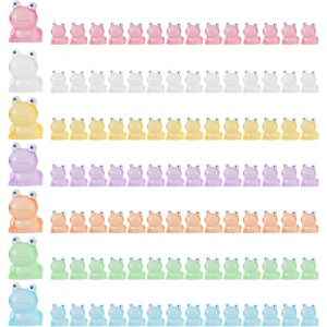 Mevronisshop-Lot De 98 Statues De Grenouille Phosphorescente En R&eacute;sine - Mini Grenouille - Convient Pour D&eacute;corer Les Maisons De Poup&eacute;e, Les Plantes En Pot, Les Paysages De Jardin (7 Couleurs) - Neuf