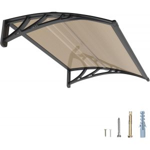 Ulteronixshop-Marquise de Porte Exterieur 120x80 cm, Auvent de Porte d'entr&eacute;e en Polycarbonate Anti-Pluie & Anti-UV pour Terrasse, Balcon & Patio - Neuf
