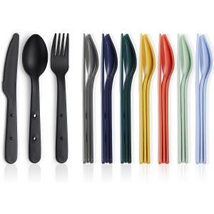 Kalanka-Couverts Bo&icirc;tes &Agrave; Lunch De Camping Pour 8, Cuill&egrave;res, Fourchettes Et Couteaux En Plastique R&eacute;utilisables, Embo&icirc;t&eacute;s Pour Un Design Portable Et &Eacute;conomiseur D'espace Pour Voyager, Pique-Nique, T - Neuf