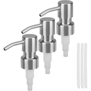KAL-3Pcs Remplacement De Pompe À Savon Liquide, Tête De Pompe Distributeur Fluide De Rechange, Tête De Pompe En Acier Inox Avec Filetage Tube, Pompe De Lotion Pour Col Standard 28/400 Kitchen Toilett - Neuf