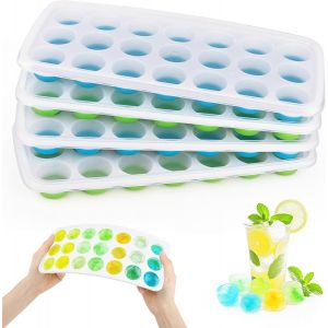 Kal-4 Pièces Bac A Glacon, Bacs À Glaçons En Silicone Avec Couvercle Moule À Glaçons Avec Couvercle, Sans Bpa, Moule A Glacon Empilable Pour Congélateur, Café, Cocktail - Neuf