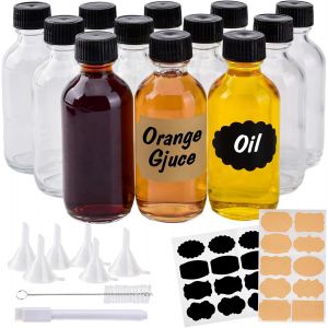 Lot De 12 60ml Mini Bouteille Verre,Verre Shooter,Petite Bouteille En Verre,Mini Bouteille Shooter Verres À Liqueur Pour Jus,Smoothies,Eau,Gingembre,Whisky,Potion,Échantillon - Neuf
