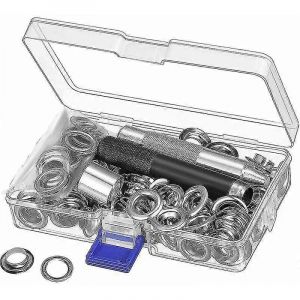 Outils À ?Illets 12mm Ensembles D'?Illets En Métal 100 Ensemble Kit D'?Illets Kit D'?Illets Pour Toile Réparation De Tente De Bâche Argent (1/2 Pouce) - Neuf