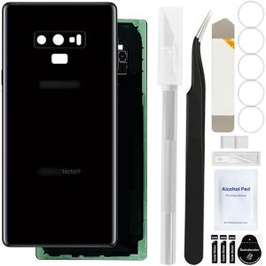 KALANKA-14 pcs arrière arrière de Couverture arrière en Verre de Remplacement du Couvercle du boîtier de la Porte du boîtier avec du Ruban pré-installé, pour Samsung Note 9 (Midnight Black) - Neuf