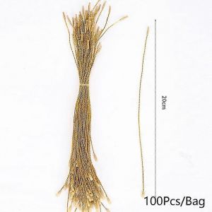 100pcs No&euml;l M&eacute;daillon de la Corde de l'Arbre de No&euml;l Boule de No&euml;l Tag Tool Accessoires Balles d'Or - Neuf