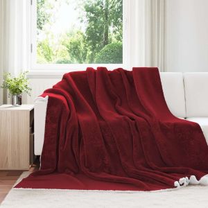 Vidaxl Jet&eacute; Rouge Bordeaux 220 X 240 Cm Toison - Neuf