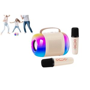 Machine de karaok&eacute; Bluetooth portable avec 2 microphones sans fil - Rose - Neuf