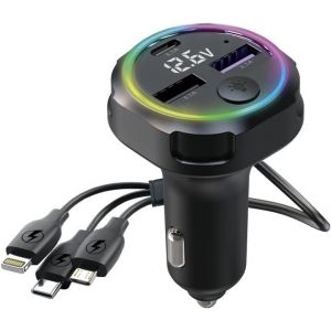 Chargeur Allume Cigare Voiture,Pd 30w Mini Chargeur Rapide Chargeur de Voiture USB 3.1a Trois Types de c&acirc;bles de donn&eacute;es pour la Plupart des t&eacute;l&eacute;phones Portables et des mod&egrave;les de Voitures - Neuf