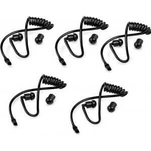 Remplacement de Tubes acoustiques enroul&eacute;s pour Kits Audio Radio bidirectionnels Casque d'&eacute;coute pour Talkie-walkie avec 5 Embouts Auriculaires - Noir - Neuf