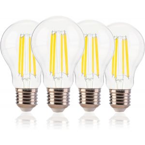 Trahoo-100w Equivalent A19 Led Light Bulbs, Efficient 12w, 1600lumens, 5000k Daylight, Cri82, E26 Base, Led Filament Light Bulbs Clear Glass, 4 Pack, Dimmable - Neuf