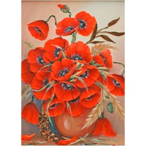 Ayuhr-40x50cm Diamond Painting Coquelicot Broderie Diamant Bouquet De Fleurs Peinture Diamant Fleur En Vase Perles Diamant Coquelicots Broderie Diamant Coquelicot Diamant 5d Fleurs Rouge Plante - Neuf