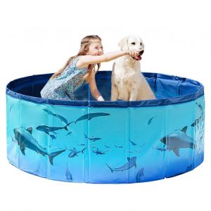Chien de Piscine - Pliable Ext&eacute;rieur de la Baignoire pour les Chiens, Portable Pataugeoires Bain &agrave; Remous pour les Chiots et les Enfants, l'&Eacute;t&eacute; le Jardin des Activit&eacute;s nautiques - Neuf