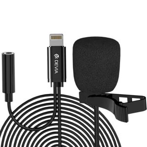 Micro-cravate filaire Lightning 1,5 m avec retour audio via Jack Devia Noir - Neuf
