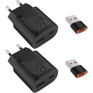 JGD-25W USB CChargeur 15W USB A Adaptateur,pour&iquest;Samsung Galaxy Ultra S25/S24/S23/S22/S21/S20/+/Note 20/10/9/8/A73/A53/A54/A56/S10/S9,iPhone17/16/15/Pro/Pro Max/Plus,iPad,Moto,Google,Chargeur Rapide,N - Neuf