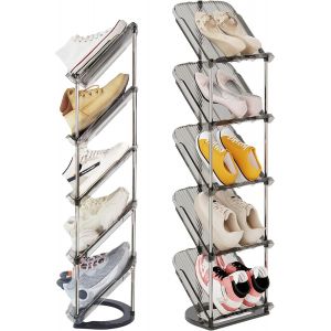 JEXNOVASHOP-tag&egrave;re Chaussure &agrave; 5 Niveaux, Peu Encombrante &eacute;troite Rangement Chaussure, Meuble Chaussure Entree, Organisateur Chaussures, Boite Rangement Chaussures, Range Chaussures, Etagere Rangemet - Neuf