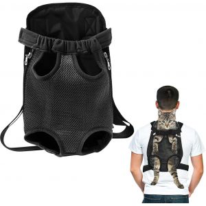 (L) Sac À Dos Ventral Pour Chien De Taille Moyenne Et Petite, Sac De Transport Avant Pour Chien, Sac D'accessoires De Voyage Pour Chien Et Chat, Sac À Dos Portable Pour La Promenade Du Chien, Noir - Neuf